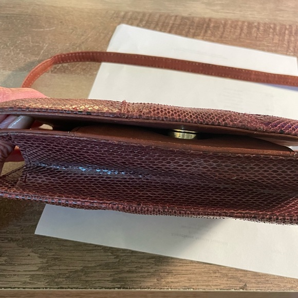 Genuine snakeskin purse, vintage, maroon - Picture 6 of 14